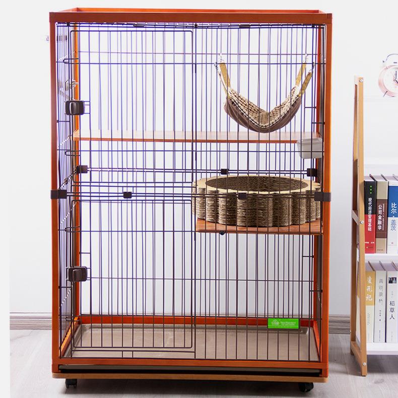 创逸CWP榉木系列实木三层猫别墅木头两层猫笼子二层猫舍可隔断笼