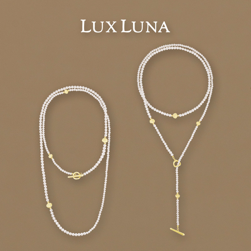 LuxLuna贝壳礼赞系列轻奢拉丝一款多戴贝珠项链925银