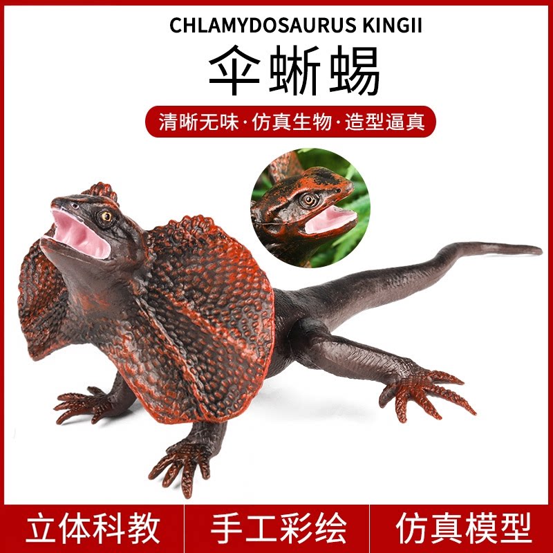 儿童仿真实心伞蜥蜴模型玩具