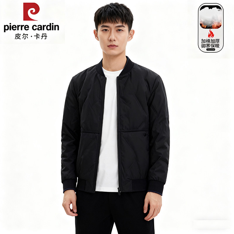 皮尔卡丹男士加厚大码棉衣棒球服商务服休闲运动保暖外套冬季棉服