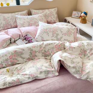 可爱卡通如约全四件棉套三小清新棉宿舍床品条纹被套床单人床上纯