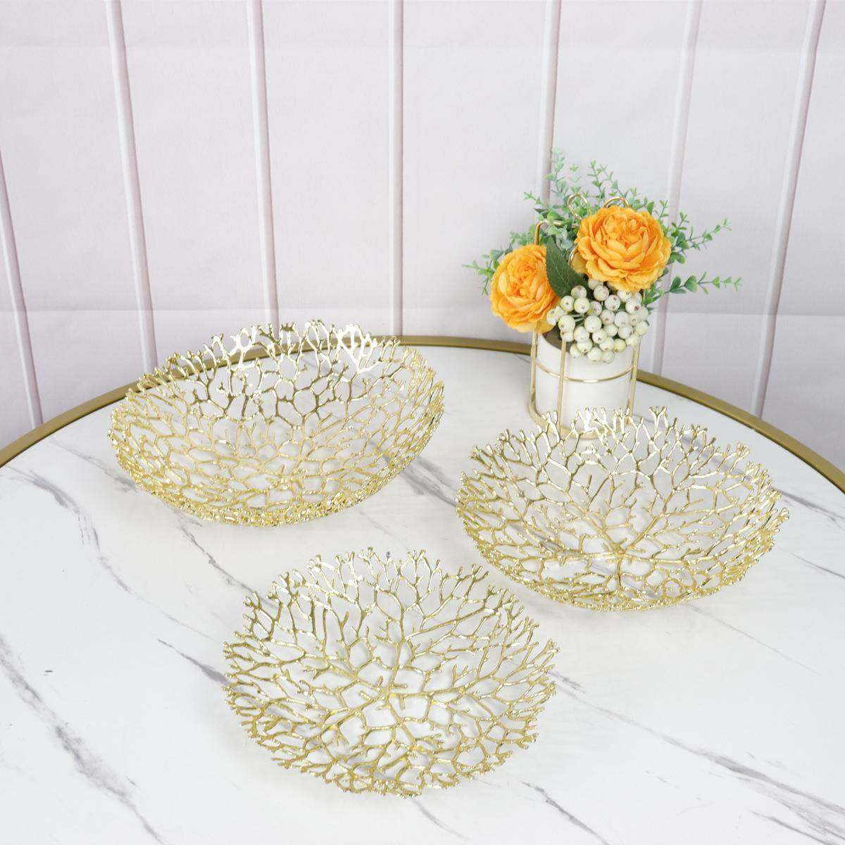 轻奢客现厅茶几仿铜果盘果篮无品牌/摆件代简饰约样板酒店洽谈区