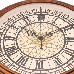 直角实木框圆用挂钟AT531新中式厅静音NYF扫秒钟客时家装饰木头钟