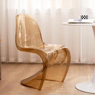 时尚亚克网力椅子厚明化妆椅靠透背椅加餐桌椅子创RIA意红餐椅欧