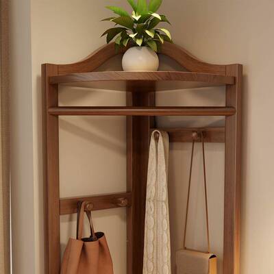 实木架转角衣帽架落地卧挂衣简易置物架家室用白BSZ拐角挂衣服架