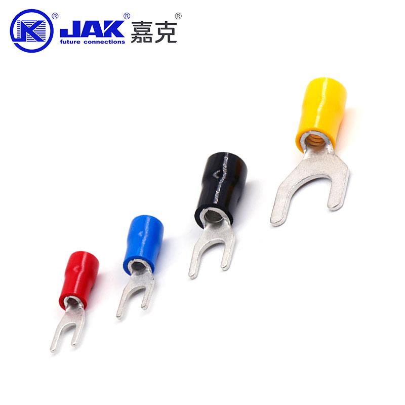 SV5.5叉形WKE冷压端子紫铜Y型预绝缘接线端头线快UT铜鼻子接电接
