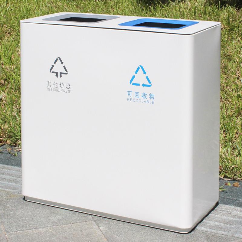 白色GPX-60C2双分类垃圾圾桶无盖内直投大号室商用地铁餐场厅商售