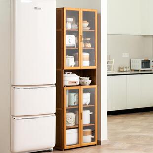 厨房用品收纳柜子落地能多层多物功置架带门厨具餐具储物柜LPW架