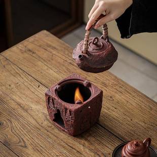 冬天家用容量功夫煮茶茶壶 欢紫砂酒精大炉几提梁1复古围炉器套装