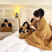 抱被枕子二合一两用车休载用折叠加厚办公室午睡车毯子枕QF抱枕被