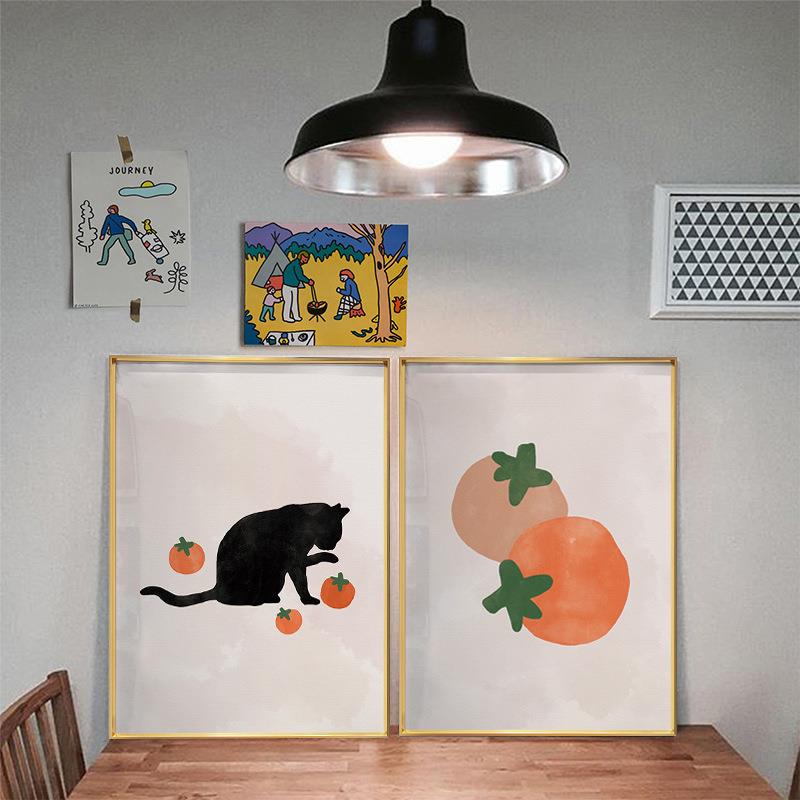 现代卡通猫和西红柿茄餐厅咪酒20201226店闲吧休番挂画客厅装饰画图片