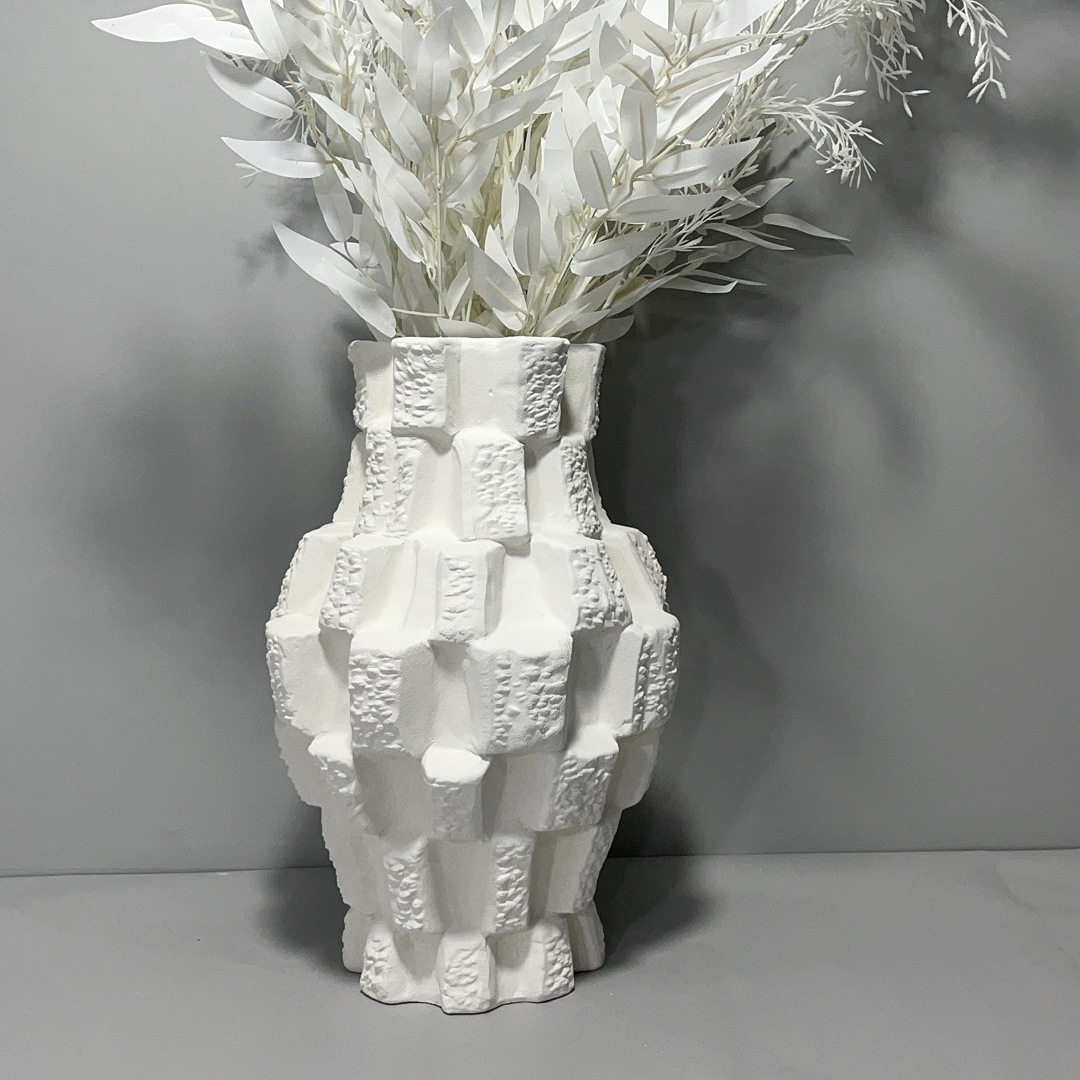 简约现代田园风花瓶摆件客厅树脂水晶玻璃金属花器插花白瓷花瓶