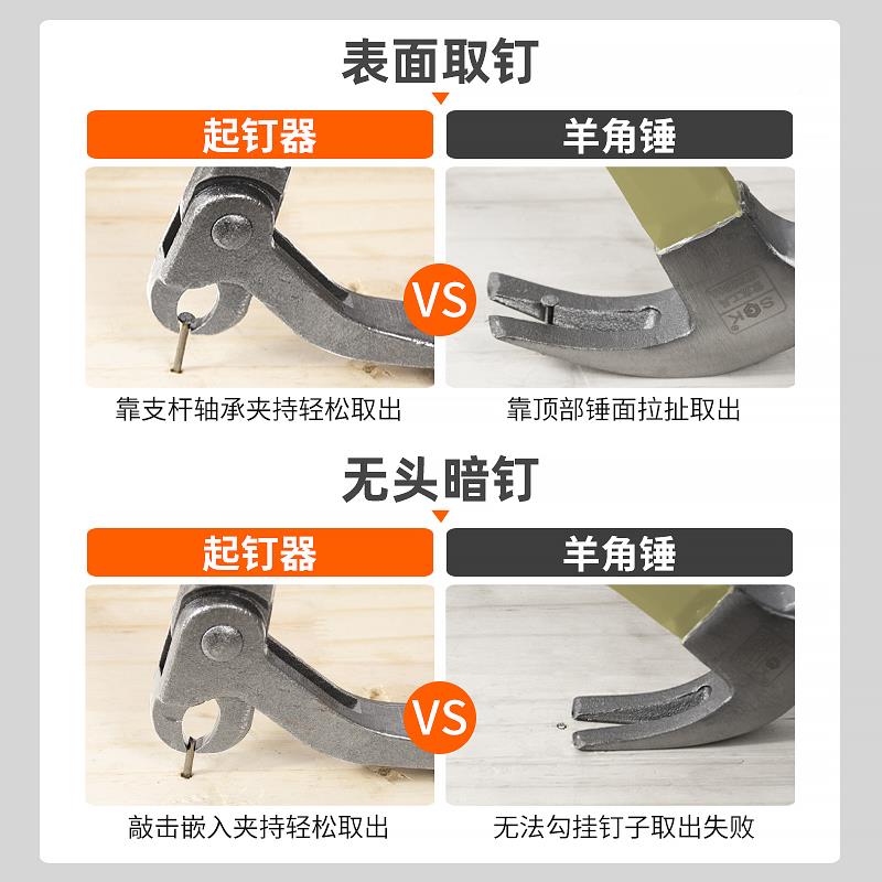 kt钉拔钉木工起钉器木子板拆钉子木托盘取铁钉PCR拔钳无头钉拔暗