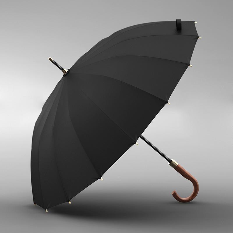 复古长直柄16加雨伞骨加粗大实木手柄升抗风LGR级防风暴双人伞