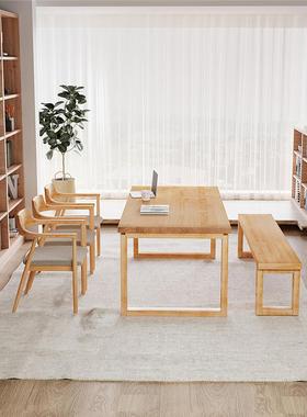 客厅板大长书实KHT木腿桌去客厅化大桌工作台家用电脑桌办公桌学