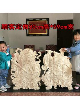 门神CWQ牌别墅宅复古木雕门头住花贴花门神电浮雕脑雕刻木方形木