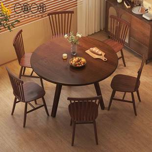 实木八仙桌型餐桌家用简约小户吃中饭圆餐桌新式全圆形餐桌多种椅