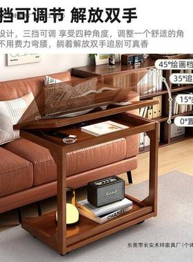 可移动床边实木腿书桌卧家室电脑桌小AFE型学桌生用简小桌易子学