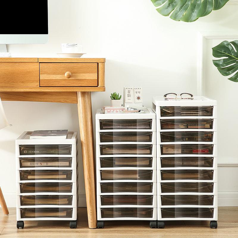 动收屉纳柜子抽式可移带件QMT轮文储物柜夹缝美甲置物桌下化妆台