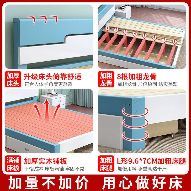实木床1.8米双人经济型现代简约1.5米出租房简易单人床1m松木床架