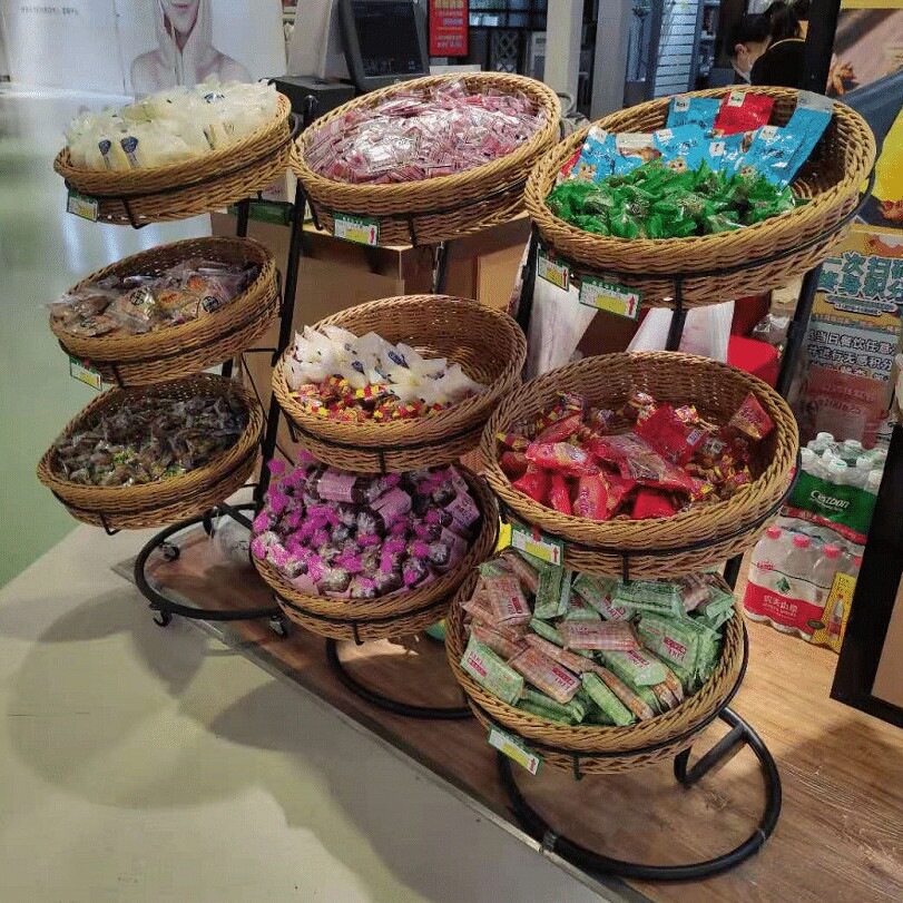 超市便利店三层移动果蔬展示架