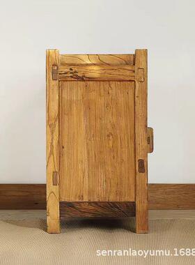 老榆木茶吧桌实木餐边柜客厅沙边几水茶柜JBE复古纯储发物柜茶台