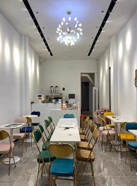 2椅I经约折叠椅加厚金简属靠背家QXH用办公会典议椅餐厅灯芯绒座