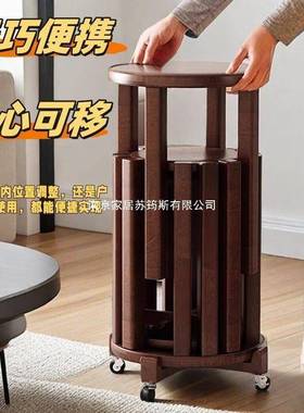 仿实木凳子圆凳用茶几叠叠凳家备用桌纳组合凳餐家CQD用可叠收放