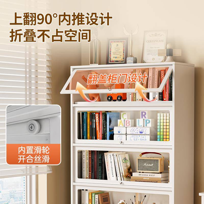 myF77ST758家用示钢制书书柜带门玻璃展柜童防尘架铁儿艺置物架铁