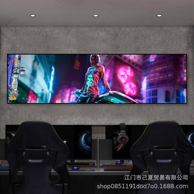 赛博朋克2077LED 灯装饰画发光潮流酒吧网咖网吧墙面挂画电竞房画图片