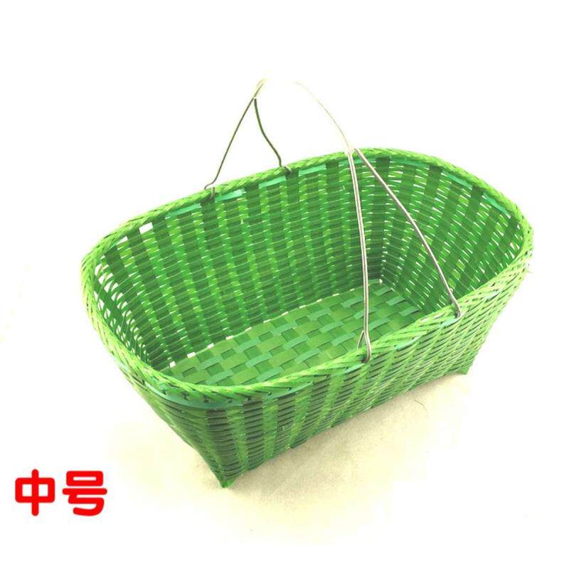 购物篮收纳篮打包带编制蓝塑料编织篮菜篮子大号装货东西结实耐用