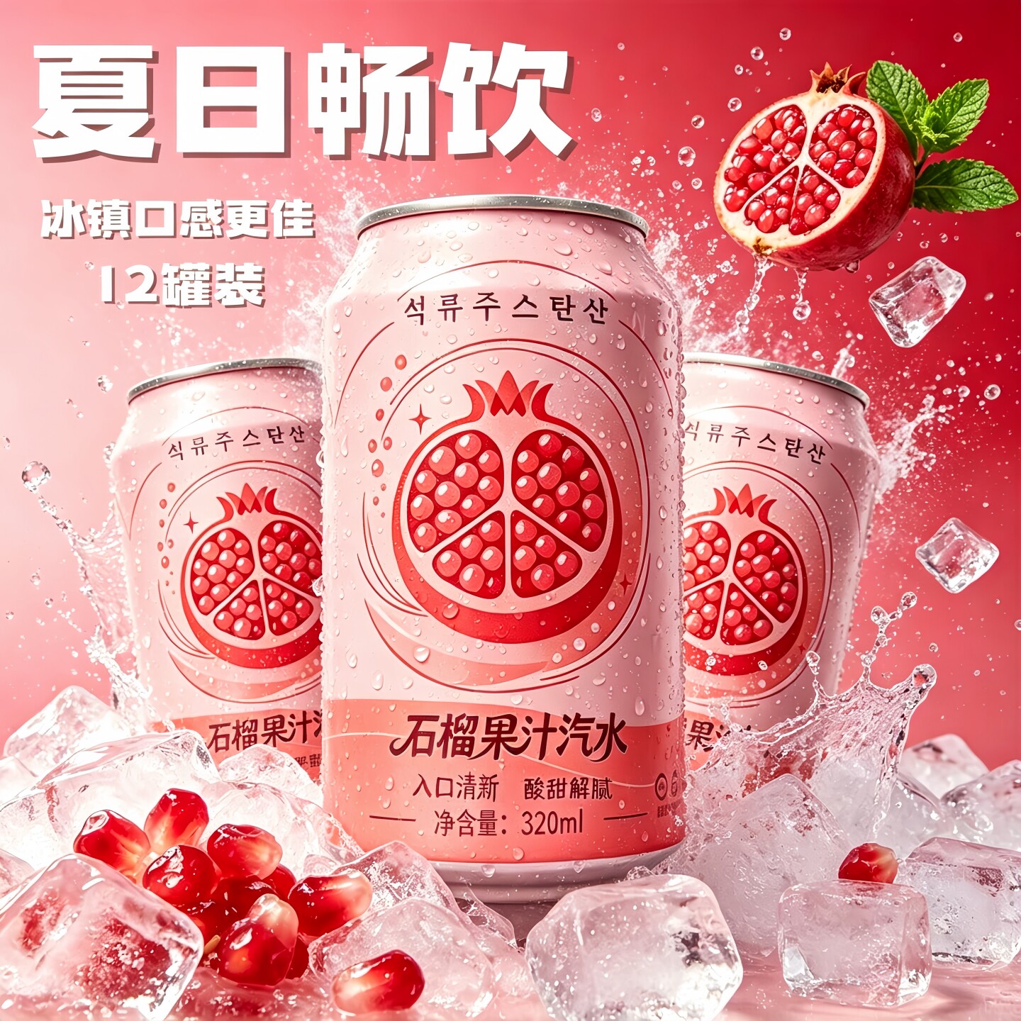 【酸甜暴击】石榴果汁汽水入口清新冰镇后口感更佳大餐解腻饮品