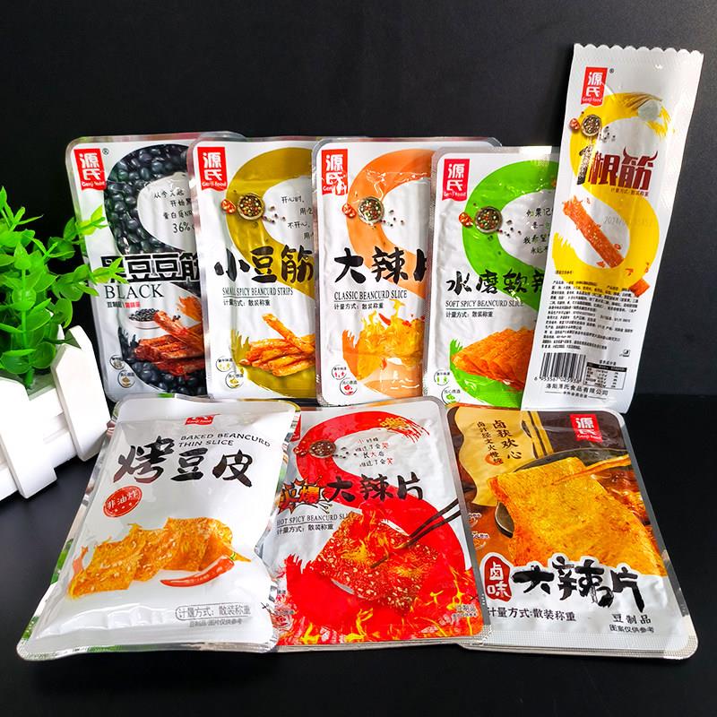 源氏黑豆豆筋500g散装烤豆皮小豆筋水磨软卤味辣片小零食办公室