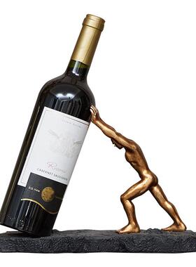 书欧式轻奢装创意人物红酒架树脂摆件柜房家BJ347居饰酒工艺品