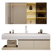 新款 油池风浴室柜合可丽耐一体盆酒922店简约奶洗手组脸卫生间洗