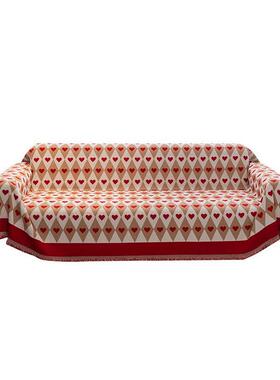 简约QA78现代厚加沙巾盖布全包季通用发防猫抓防尘沙四发毯套罩