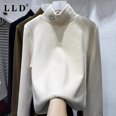 高端德绒打底衫男士秋冬季加厚保暖宽松高领内搭长袖T恤休闲上衣