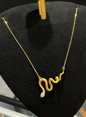 独白古埃及蛇项链女纯银镀黄金色带钻生肖蛇年锁骨链北纬三十度潮