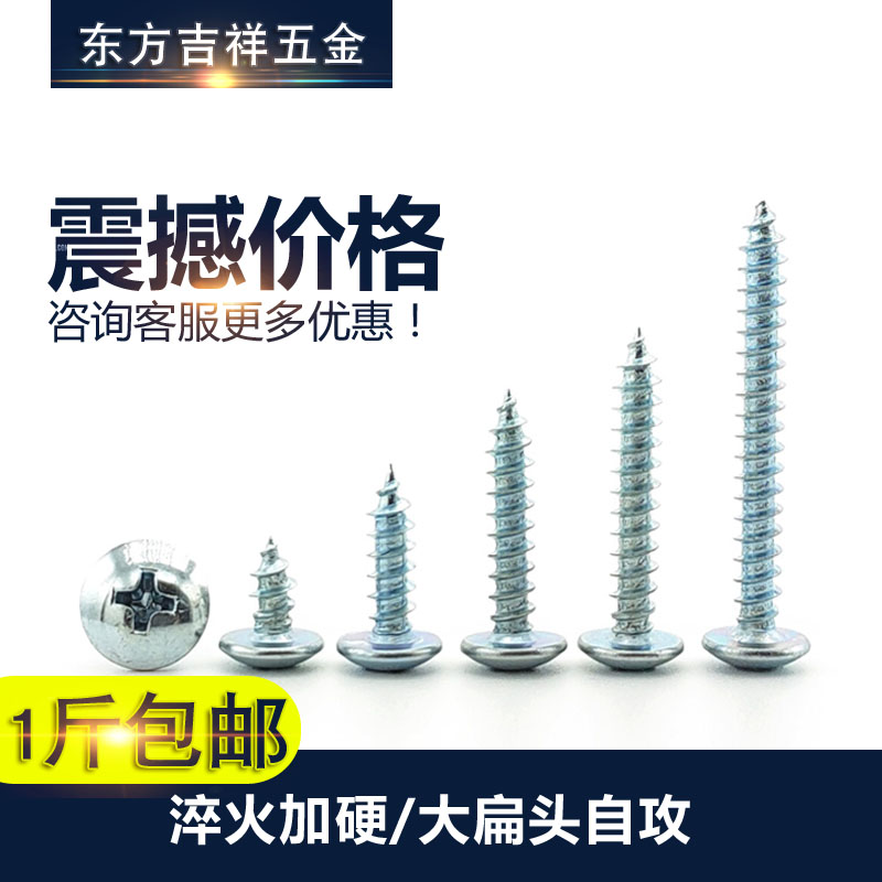 速发加硬5扁头自攻圆丝大帽大头自攻钉尖尾扁螺头木螺丝钉M4M大M6