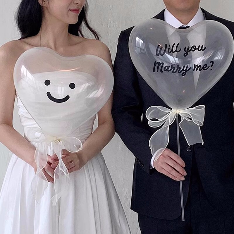 is透明爱心气球创意文字贴纸z结婚周年求婚布置装饰婚纱拍照道具