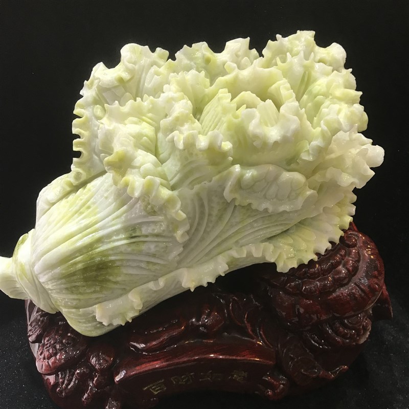 速发玉石雕刻摆品玉白菜家居菜业礼件蓝田玉白开玉器创意白菜玉工
