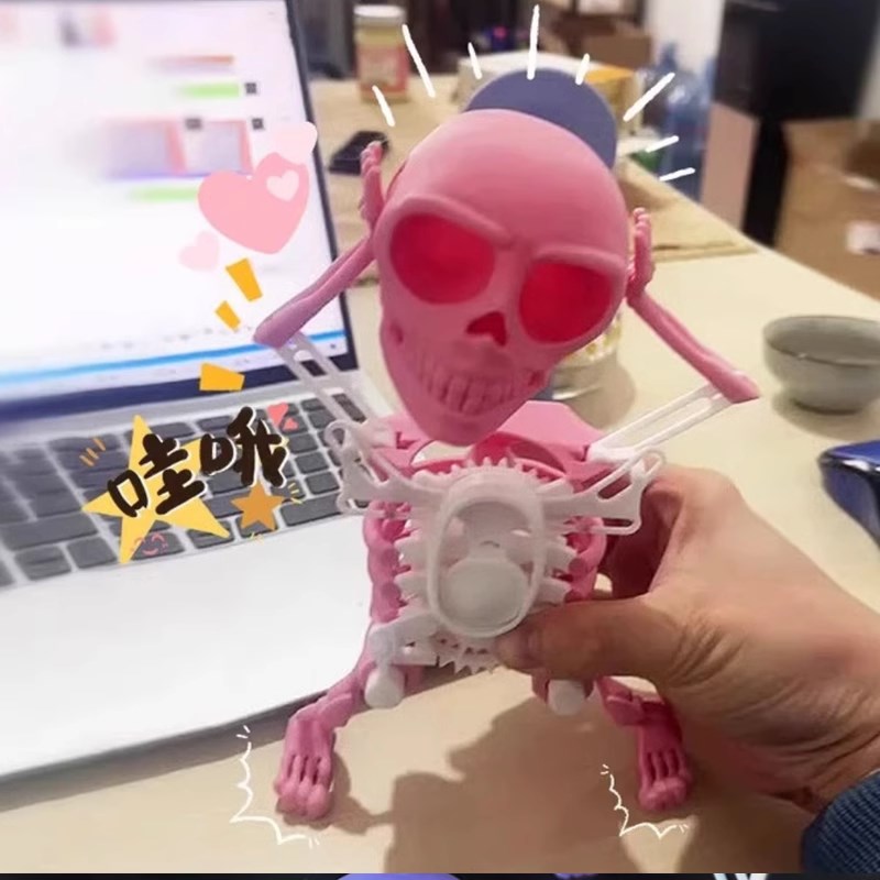 速发立体会跳舞的创晃骷髅头骨架小人左右摇摆自蛊摇意整己解压玩