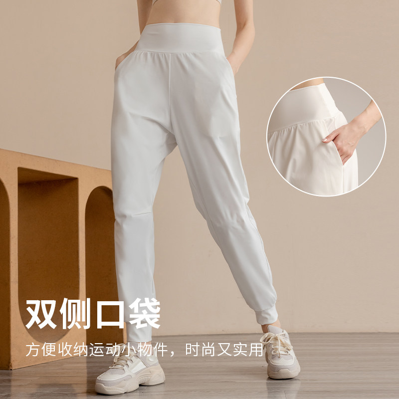新品运动跑步裤高腰口袋束脚健身专业普拉提训练裸感亲肤宽松瑜伽