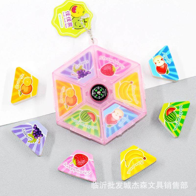 速发068新款指南针水果拼盘 星座学生带香味擦 铅笔擦