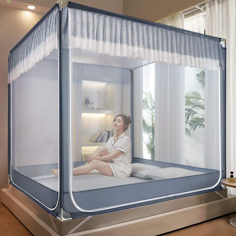 速发蚊帐家用卧室蒙加包202杆款儿童防摔纹账古粗加厚支架新2022g