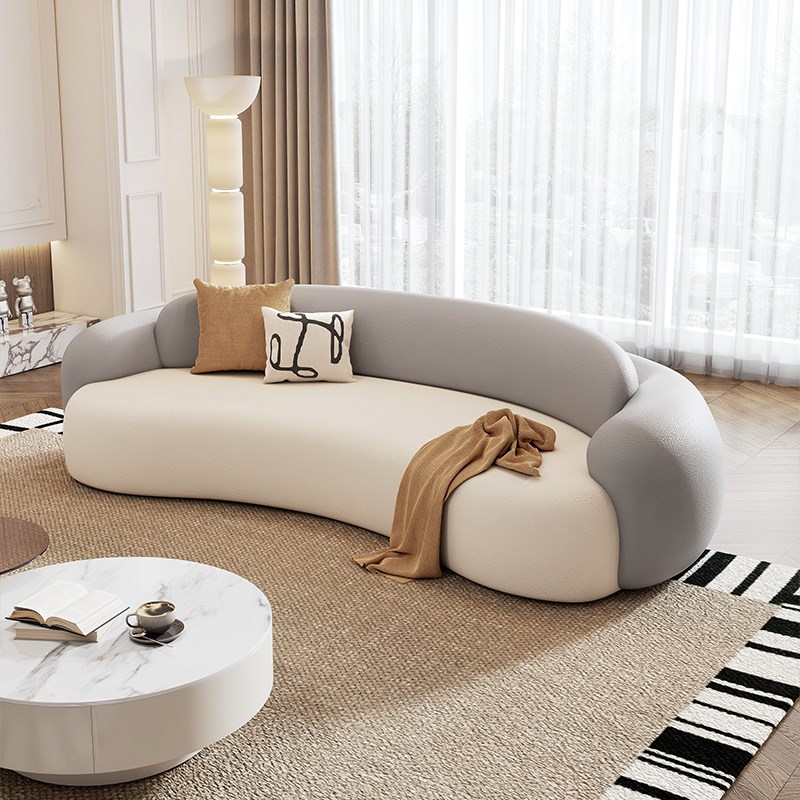 速发奶油风简约猫抓皮待形沙发客厅家用小型户服装店休息接弧沙发