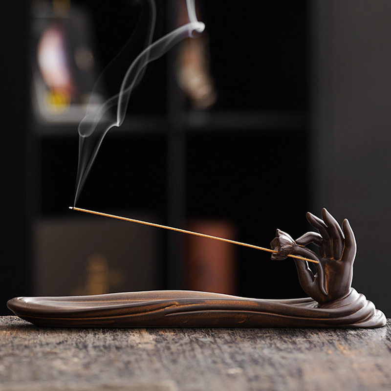 速发禅意佛手线香插陶瓷香器檀香沉香艾香草薰香茶道卧炉炉仿古卧