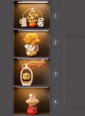 新品现代高档轻奢招财新中式酒柜装饰品摆件客厅玻璃柜子餐边柜套