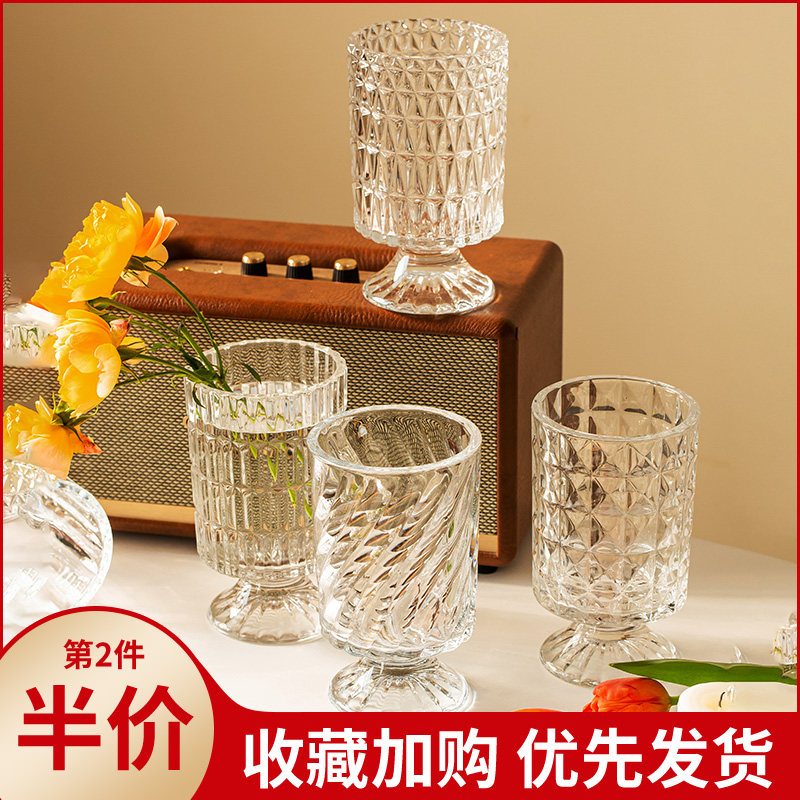 速发轻奢小花瓶摆件客厅养花玻璃高级金郁感香透明水插小从花瓶