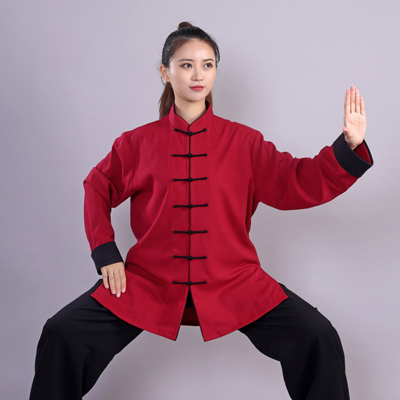 速发春秋练极服新款男武术表演训太太极拳练功服中装套国风棉麻唐